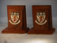 St. Clair College Windsor Ontario Metal Shield Crest Coat Of Arms Book Ends Pair