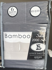Bamboo 2000 Series Queen 6 Piece Sheet Set Solid Gray Deep Pocket
