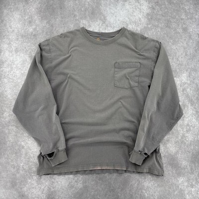 Faded Distressed Carhartt Pocket Long-sleeve Size L