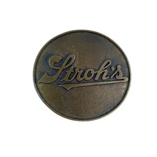 Vintage Stroh's Beer Round Metal Belt Buckle