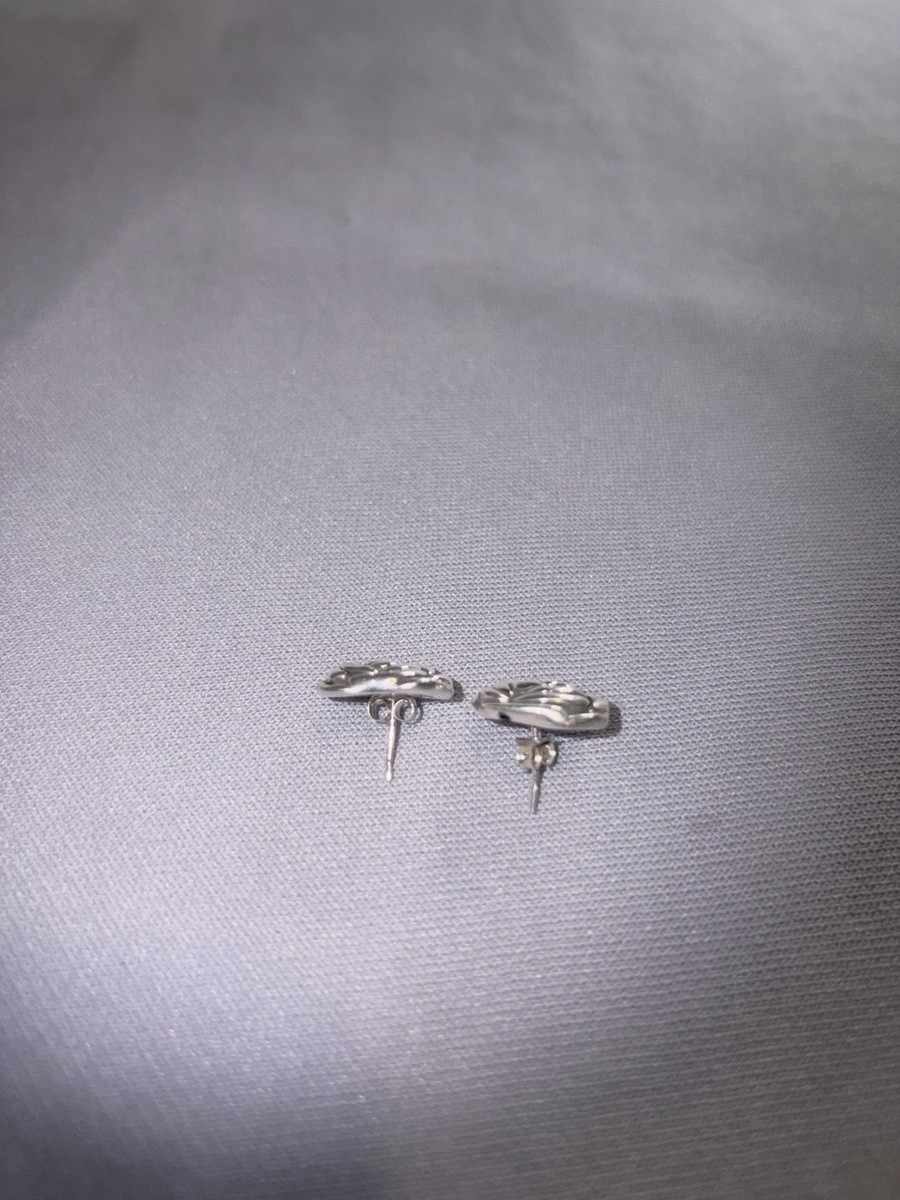 .925 Sterling Silver Rose Flower Bud Earrings View 5