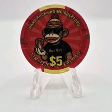 Hard Rock Casino Rockford Illinois 2025 "Sock Monkey" $5 Casino Chip