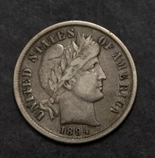 1894 Barber Dime VF   Lot 2828