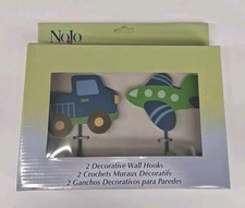 Kids/Babies Decorative Wall Hooks - Blue  Green Pickup Truck  Airplane Theme