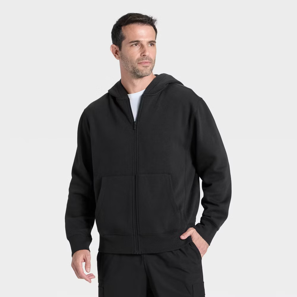Mens Active Comfort Fleece Full-Zip Sweatshirt - All In Motion Black XL 2690₽