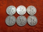 90% Silver Coin Lot of 6 Walking Liberty Half Dollars $3.00 Face Value Silver A