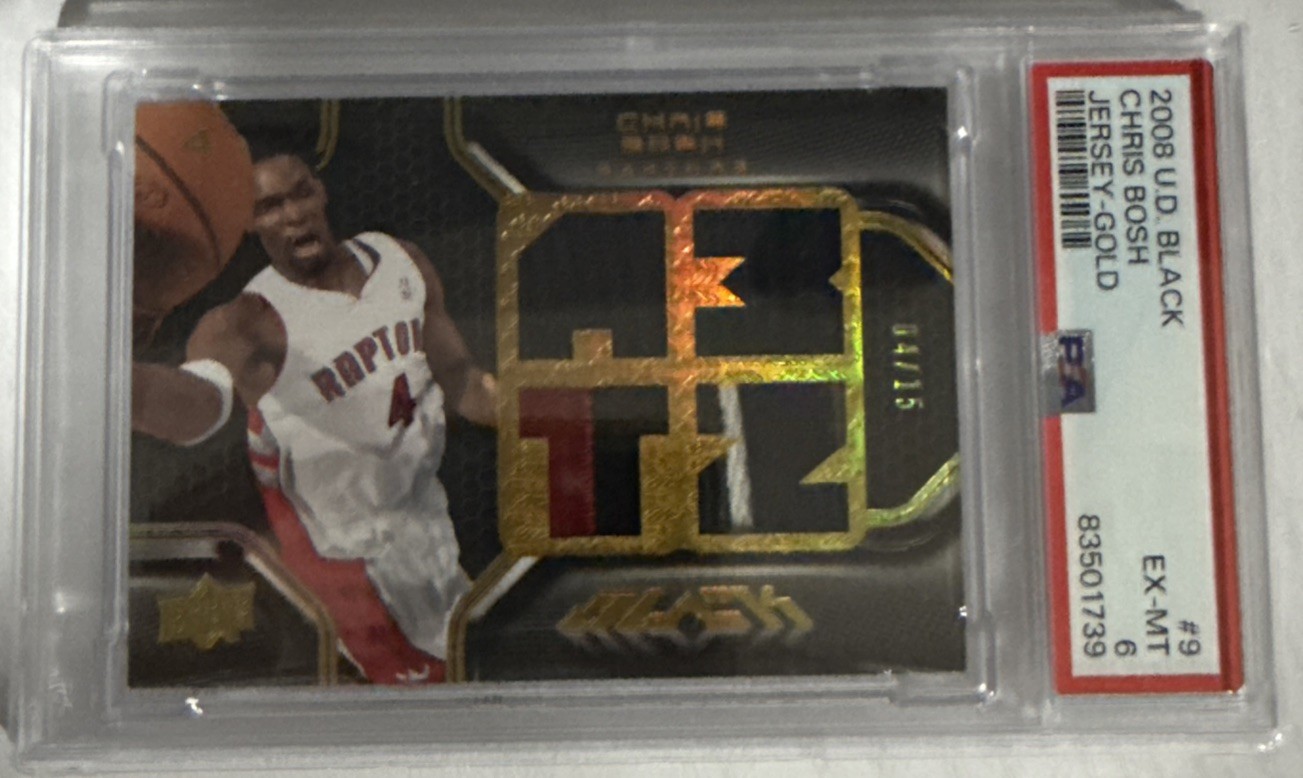 2008 Upper Deck Black Chris Bosh Game Used Jersey Patch 4/15 Jersey Match Pop 1