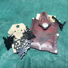 Spider web bats laser etched cut wallet earrings necklace set goth horror custom
