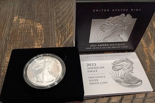 2023 W PROOF Type 2 American Silver Eagle COA In Original US Mint Box Item 23EA