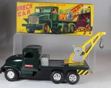 SSS Toys Wreck Truck Tow Truck 9" Japanese Tin Friction wBox Very Clean