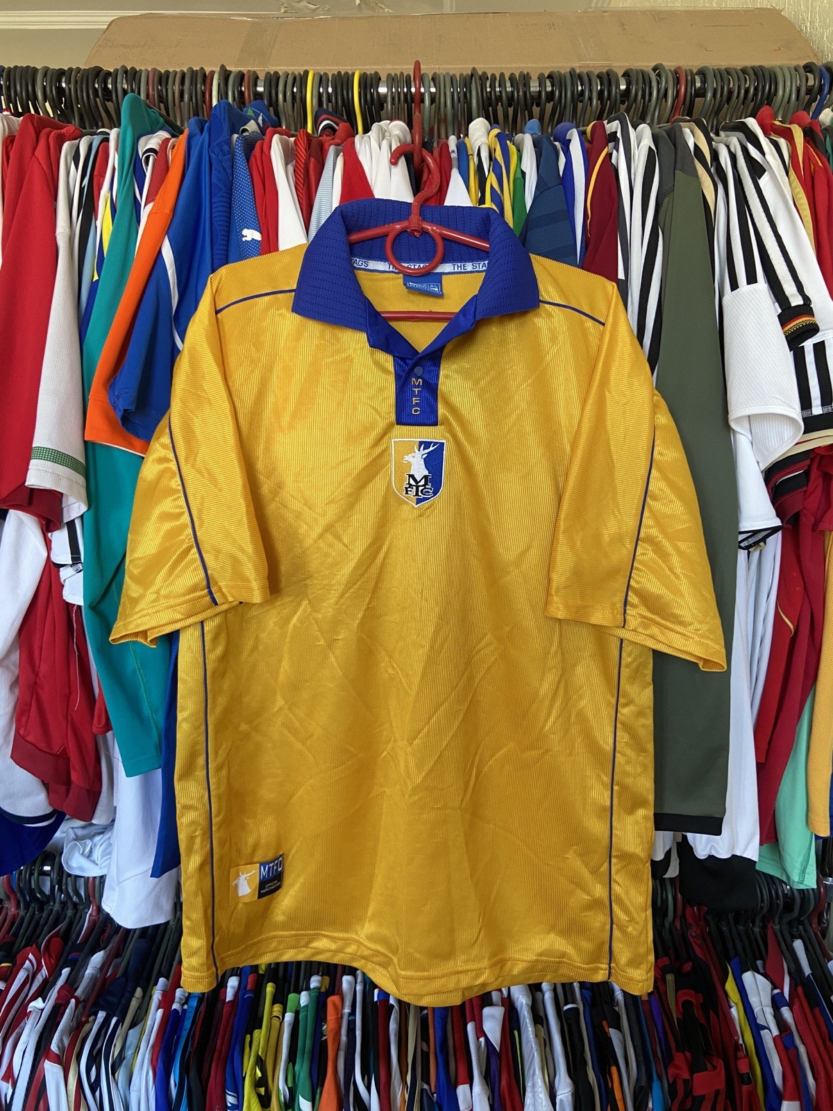 MANSFIELD TOWN 2000 2001 HOME FOOTBALL SHIRT SOCCER JERSEY YELLOW VINTAGE sz M M