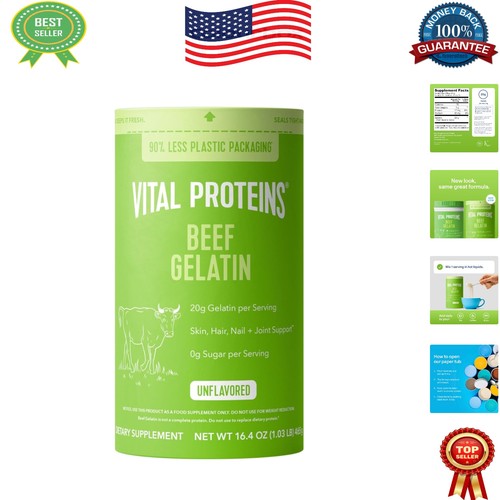 Versatile 16.4 oz Kosher Grass-Fed Beef Gelatin Powder - Gluten Free & Paleo - Picture 1 of 11