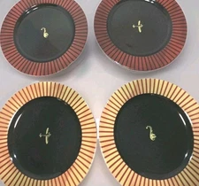 VTG Sasaki New York Plates 8 Salad Lunch Aerobleu 4 Planes 4 Saxaphones Retired 