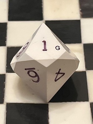 Vintage Gamescience d10 opaque white rpg ad&d dice 121524@