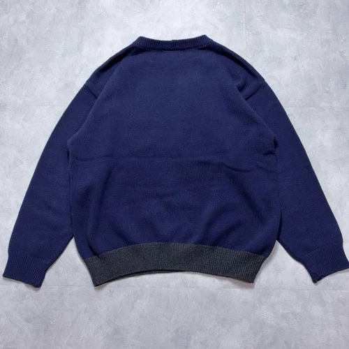 ICEBERG Vintage Knit Sweater L Bear Racing 90s Y2K Navy Charcoal image 12