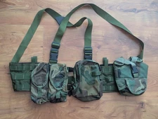 Tactical Tailor Woodland Chest Rig MOLLE w/ Pouches & Suspenders – AS-IS
