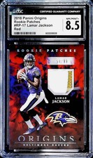 2018 Panini Origins Rookie Patches Red #RP-17 Lamar Jackson Ravens CGC 8.5 Card. rookie card picture