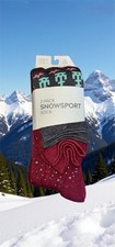 Alpine Design Womens Medium 2 Pack Snowsport Socks Red Speckled Grey Geometric