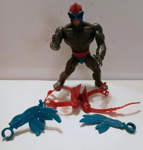 VTG 1981 Mattel He-Man Stratos Soft Head Figure w/Blue Wings, Orange Rocket Pack