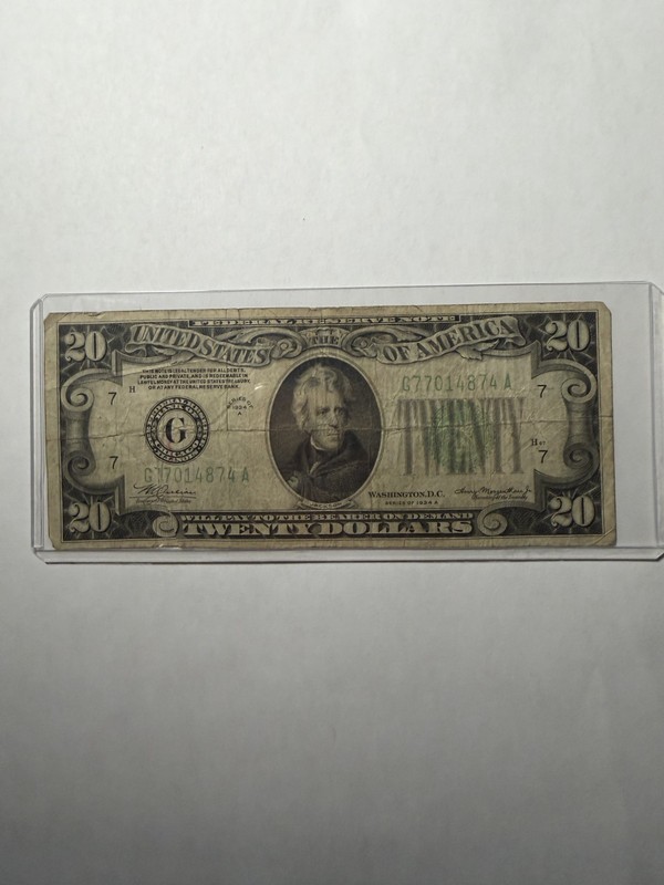 1934‑A $20 Federal Reserve Note – Green Seal – Circulated Condition