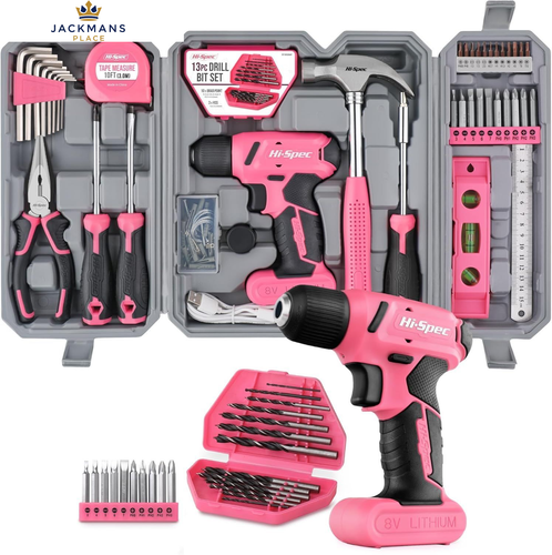 Hi-Spec 57pc Pink Tool Kit with Drill – Womens Box Set 57pc,