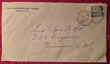 Vintage 1970 Advertising Cover | Underwood Hotel Chase B.C. | BC Postal History