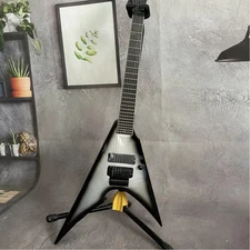 Silver Swallow Tail V Electric Guitar 7 String Solid Body H Pickups Floyd Rose