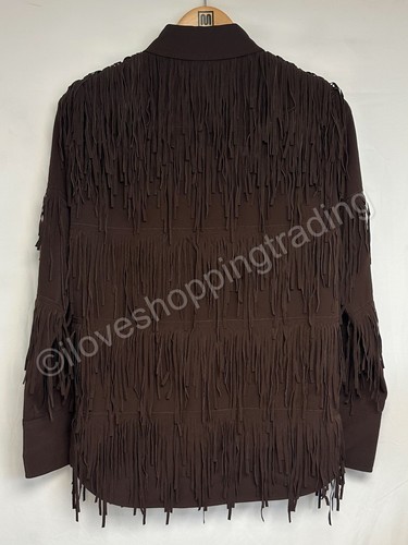 ZARA BOHO WESTERN COWBOY ASYMMETRIC LONG MAXI FRINGE TASSEL SHIRT SHACKET JACKET - Picture 24 of 24