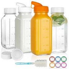16 OZ Glass Milk Bottles With Lids 4 Pack