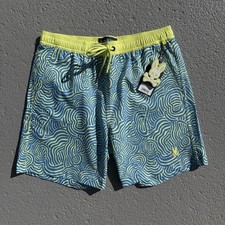 Psycho Bunny Men  s Lightweight Swim Trucks Verona AOP Marina Small