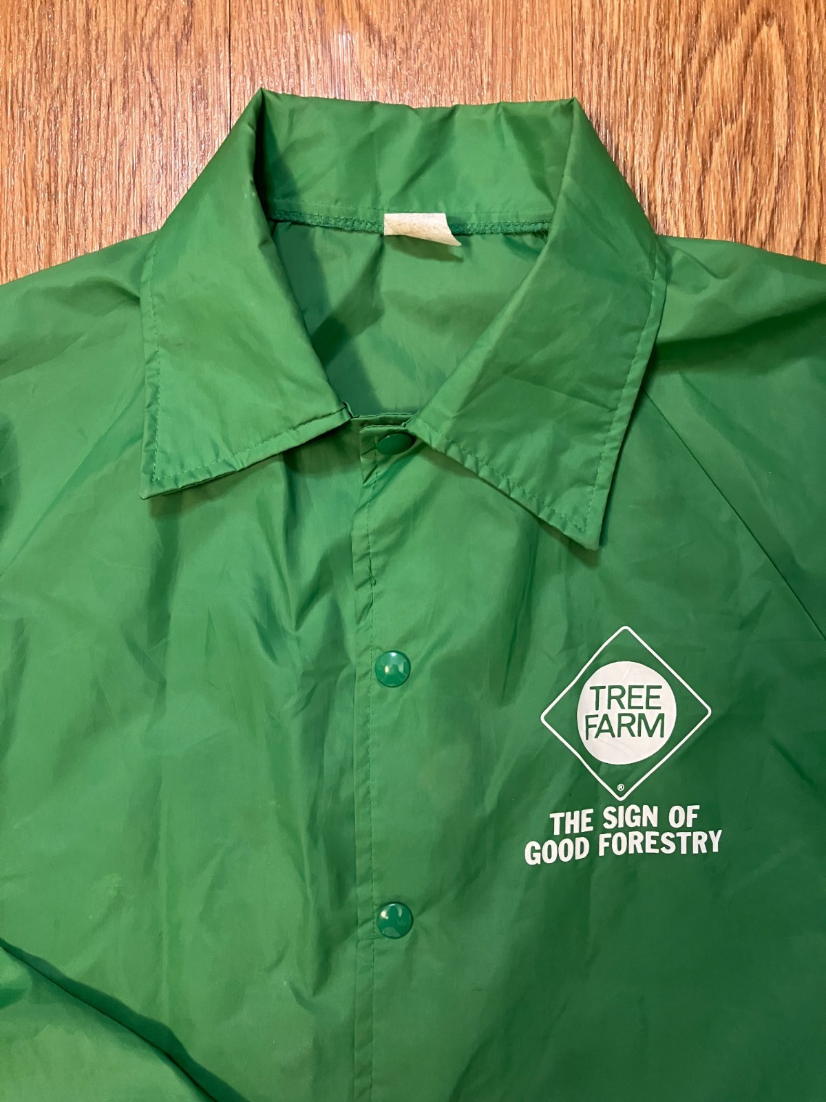 Vintage 1980s Tree Farm Coach Jacket Windbreaker USA Made Green Nylon Men’s M thumbnail 3