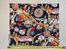 KAUFMAN "Chopsticks Please" Funny Sushi WASABI Restaurant OOP Fabric  17 x  21"