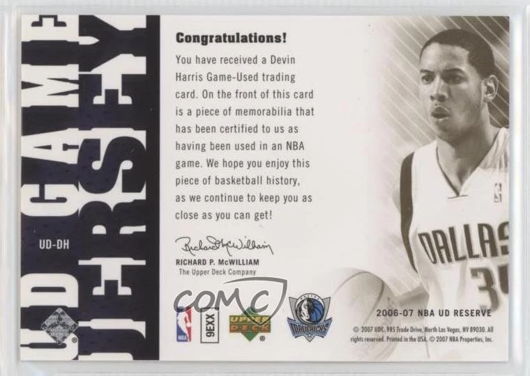 2006-07 UD Reserve UD Game Jersey Devin Harris #UD-DH - Image 2 of 2