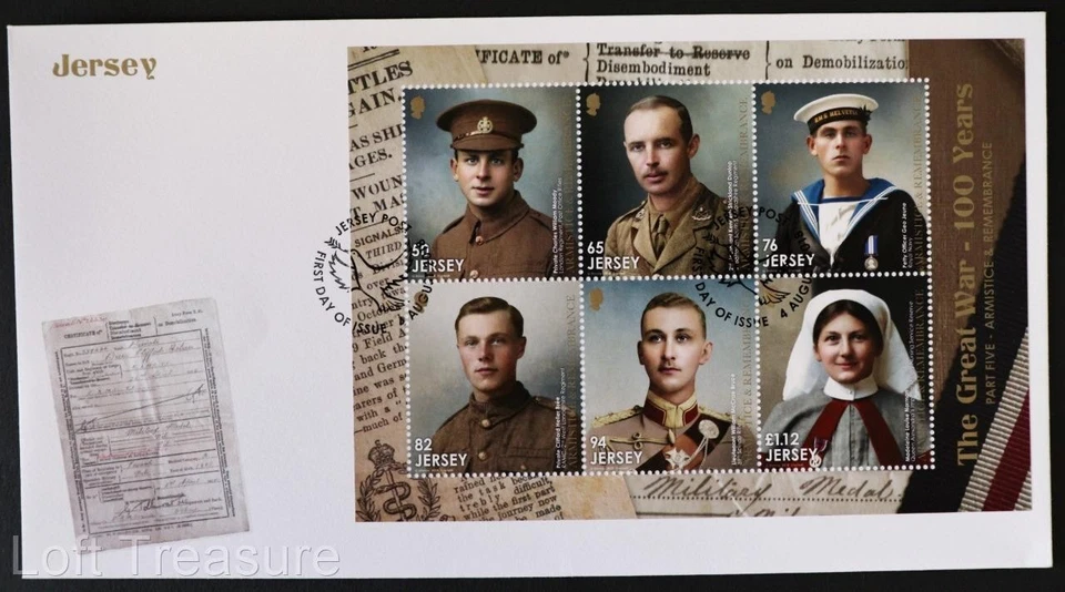 Jersey Stamps "The Great War - 100 Years Pt 5 " 6v Souvenir First Day Cover 2018 - Image 2 of 3