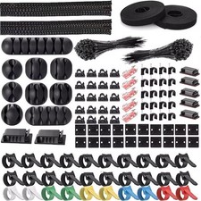 315-Piece Cable Organizer Set with Clips, Sleeves, Zip Ties Adhesive Holders -