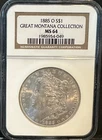 1885-O $1 Morgan Silver Dollar NGC MS 64 Great Montana Collection UNC BU