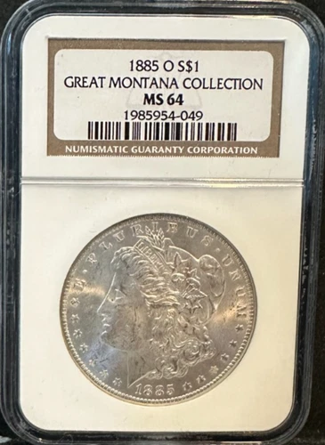 1885-O $1 Morgan Silver Dollar NGC MS 64 Great Montana Collection UNC BU