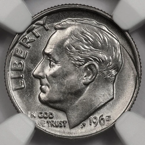 1965 NGC MS66 Incomplete Curved Clip Dime Mint Error Extremely Rare Type Coin