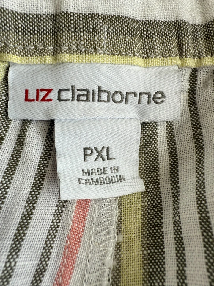 WOMENS LIZ CLAIBORN CAPRIS SIZE PXL LIGHTWEIGHT LINEN, SAGE, PEACH YELLOW, WHITE - Image 2 of 4