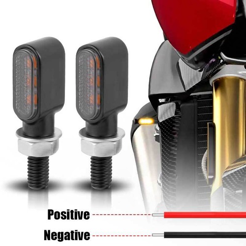4X Mini Señales de Giro LED de Motocicleta Intermitente de Luz Ámbar para Bobber Cafe Racer EE. UU. - Imagen 7 de 11