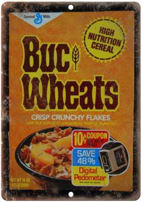 Buc Wheats Cereal Box Vintage 12'' x 9'' Reproduction Metal Sign N369