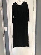 New Genny Long Black Dress With Side Slits Long Sleeve Size 14