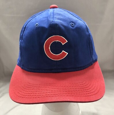 Chicago Cubs  Blue With Red Bill  Baseball Cap S/M  Snapback  Adjustable