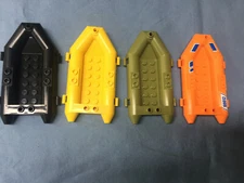 U Lego Lot 4 Small Rubber Raft 30086 Olive Orange Yellow Black City 