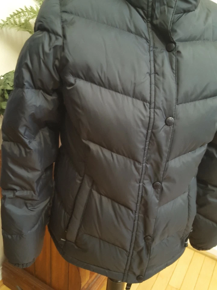 L.L. Bean Goose Down Puffer Jacket Coat Small Navy Blue Nylon Zip Pockets - Image 2 of 4