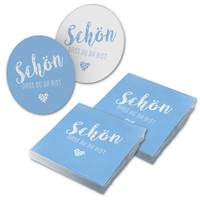 Itenga 40X Serviette SchöN Dass Du Da Bist Hellblau Mit Bierdeckel Set Neu