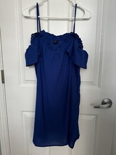SHEIN Blue Ruffle Off The Shoulder Dress Sz M
