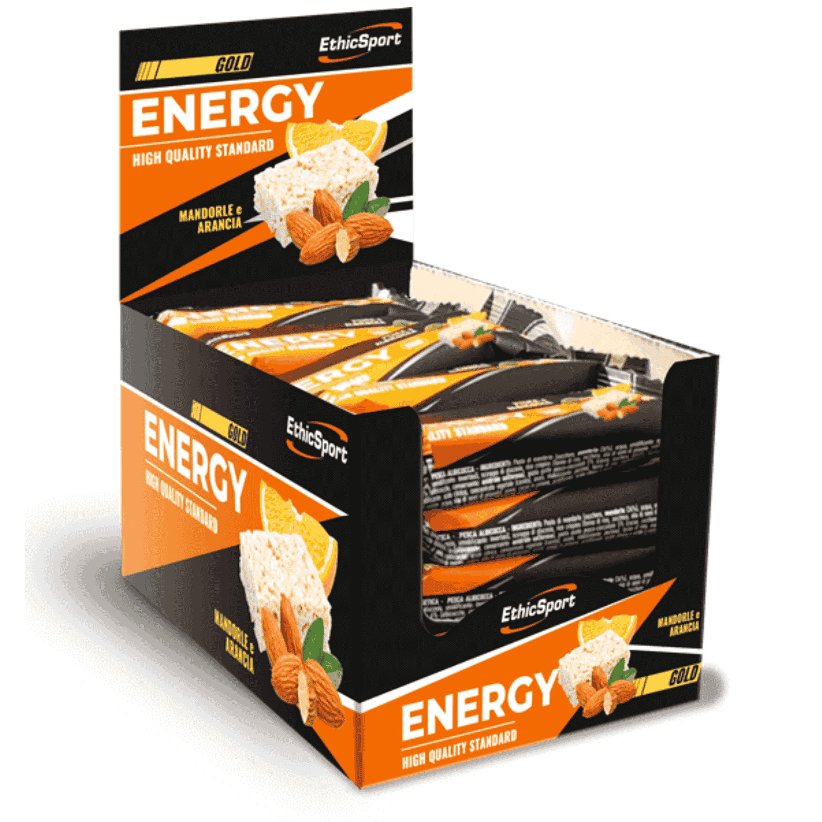 EthicSport Energy  GOLD Barrette di Carboidrati Box 30 x 35 gr Mandorla Arancia