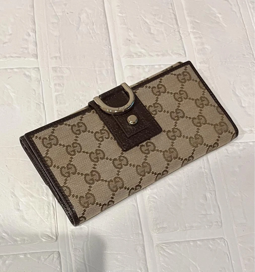 Portefeuille long motif Gucci GG logo toile x cuir accessoires de mode pour femmes