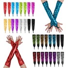 Men Women Stretchy Sheer Elbow Long Fingerless Gloves Wear Party Costume AU